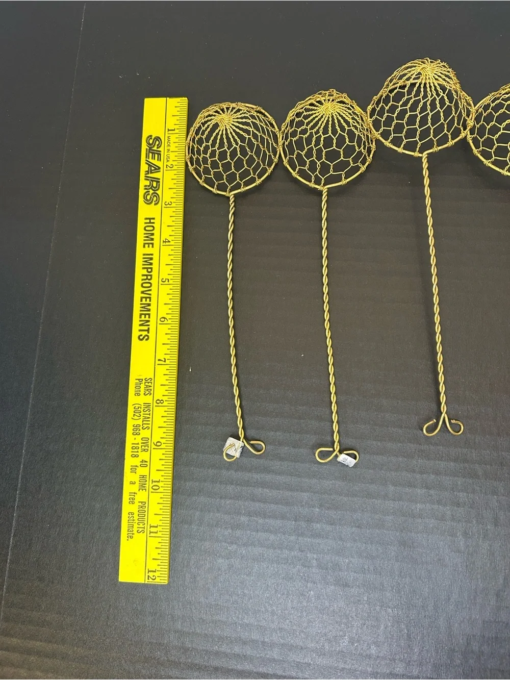 Vtg Gold Brass Metal Mesh Spoon Scoop Wire Oil Skimmer Strainer 9” Lot Of 6